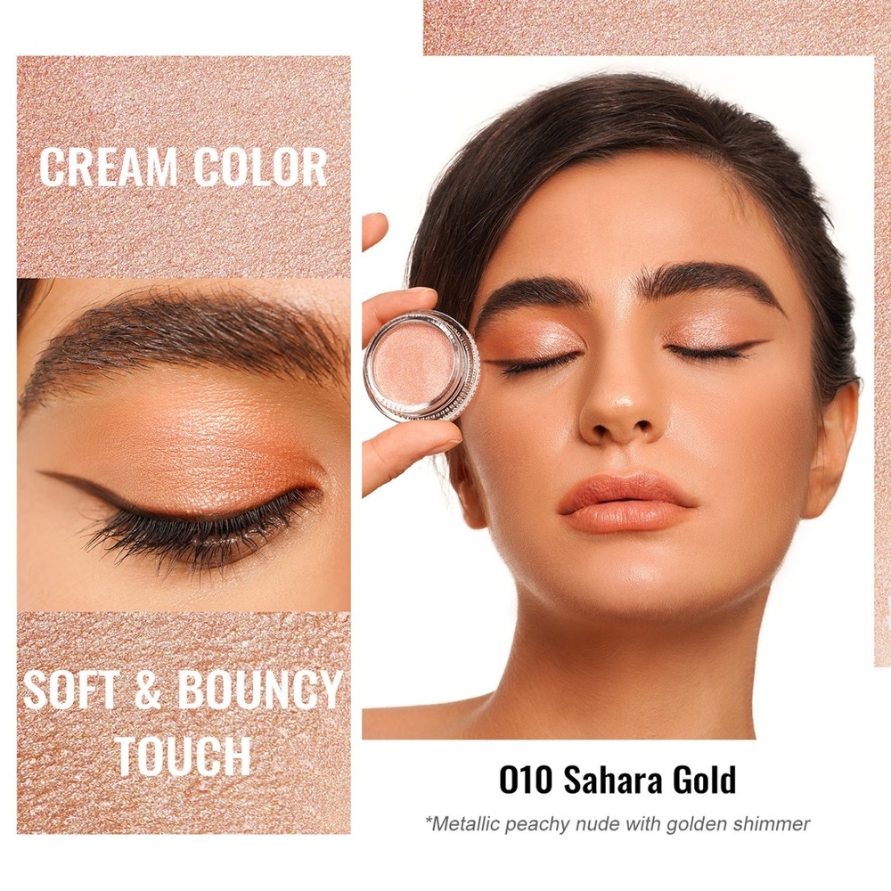 OULAC Cream Color Eyeshadow Sahara Gold Metallic Peach Nude Golden Shimmer NEW